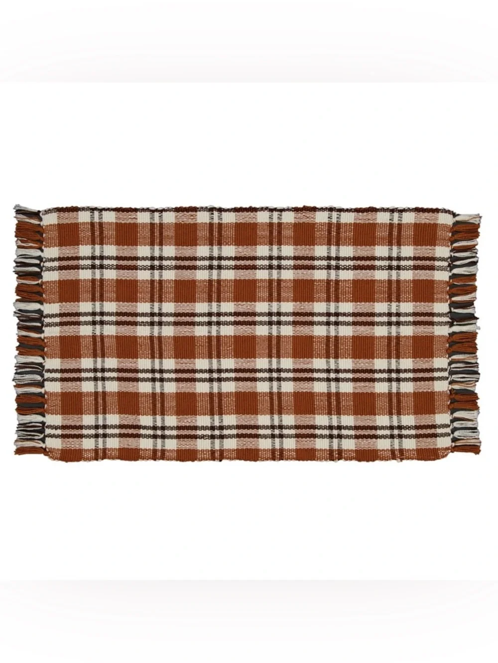 My Texas House Fall Taupe Plaid Indoor/Outdoor Layering Rug, 24